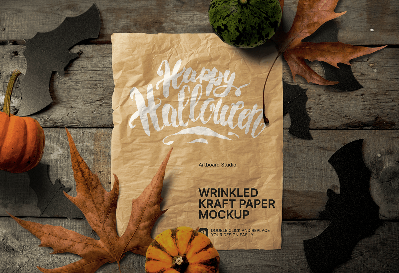 Halloween may be considered a fun, family holiday today, but its history is steeped in tradition and mystery. Halloween Themed Wrinkled Kraft Paper Mockup Scene