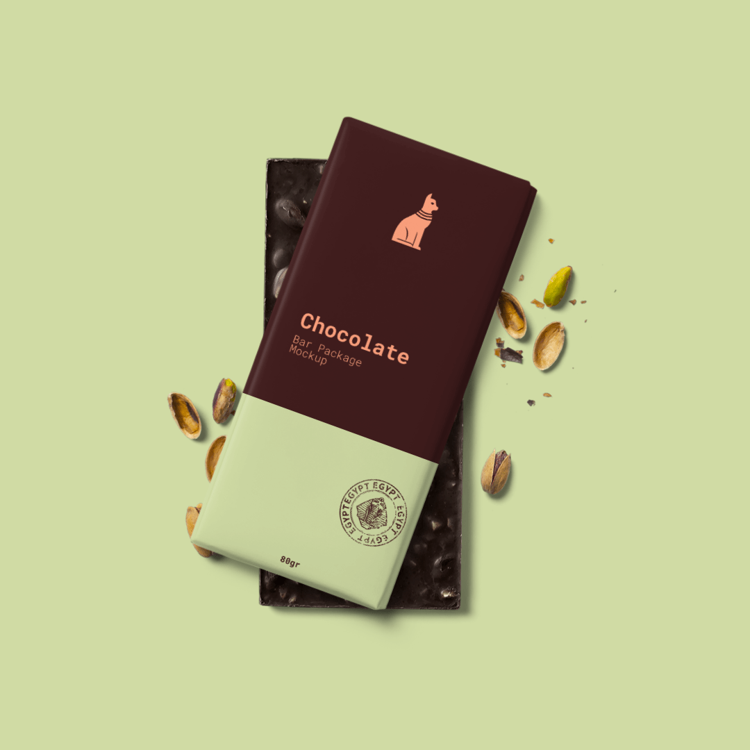 These great photoshop mockups are best to showcase your . Chocolate Bar Packaging Mockup Scene