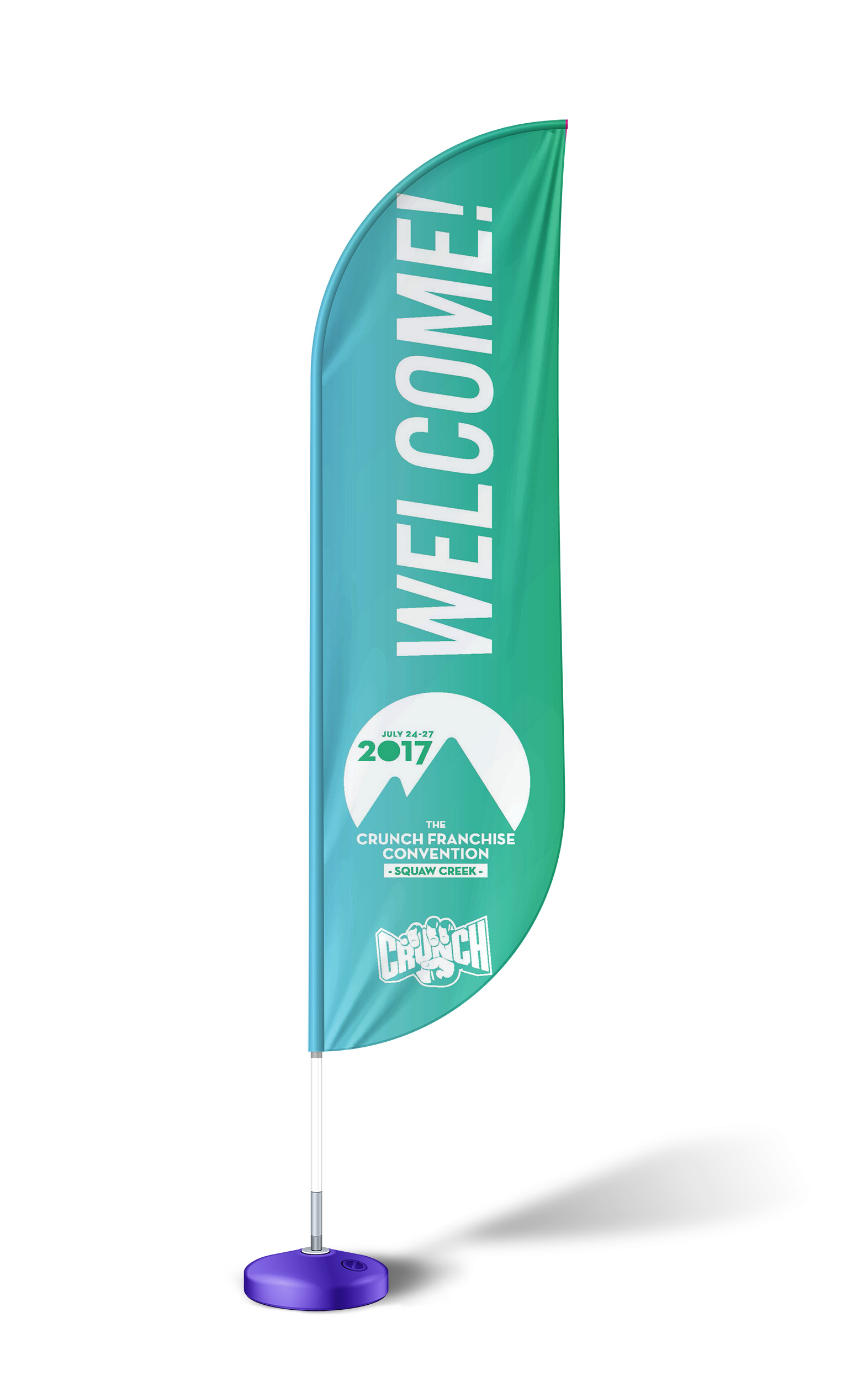 The best feather flag mockup which you can use for showcasing your outdoor promotional campaign on events flag artwork in a photorealistic style. From A City Garden Crunch Fitness Shanice Harris