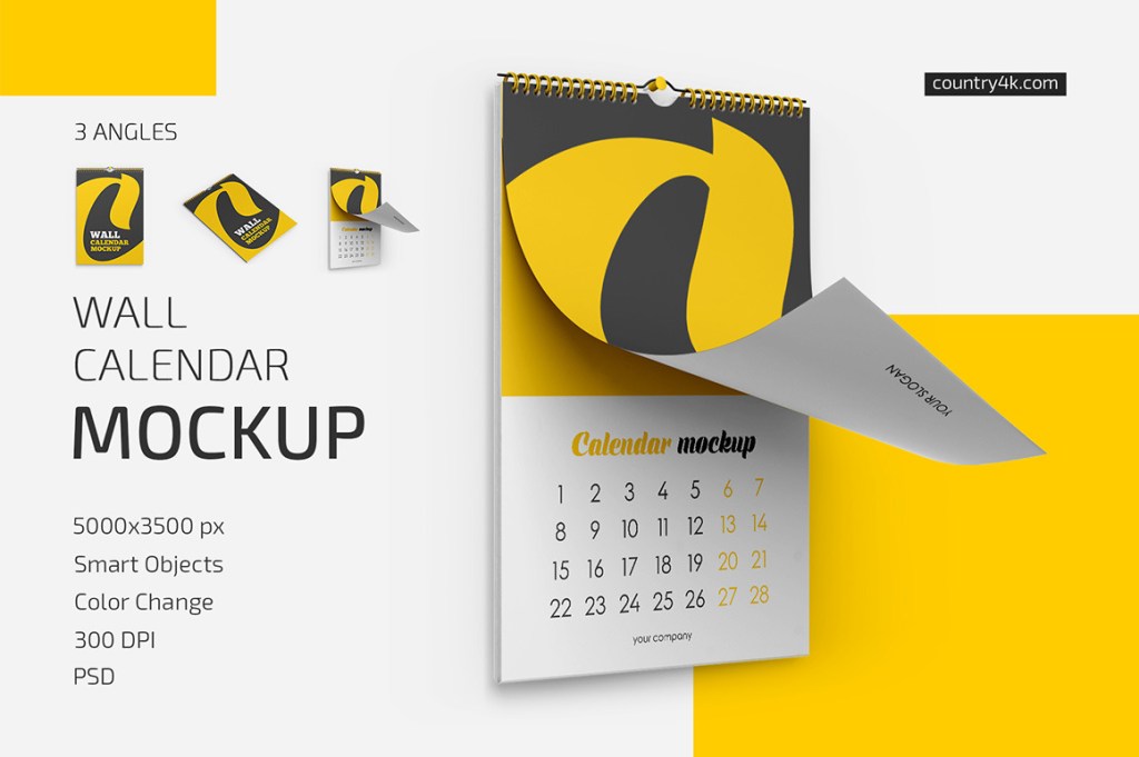 39+ Download Free Wall Calendar Mockup Psd